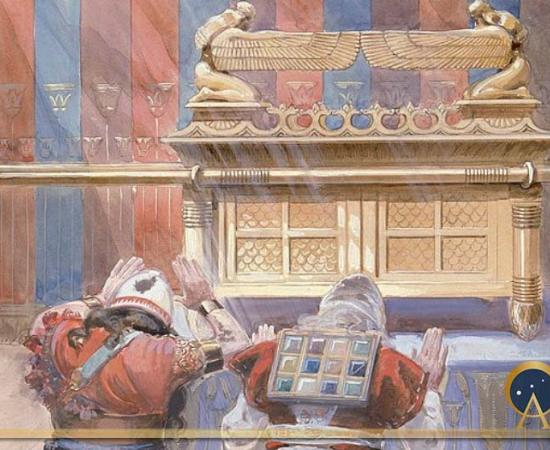 Moses and Joshua in the Tabernacle, wearing the breastplate by James Jacques Joseph Tissot, (1836-1902) Jewish Museum, New York (Public Domain)