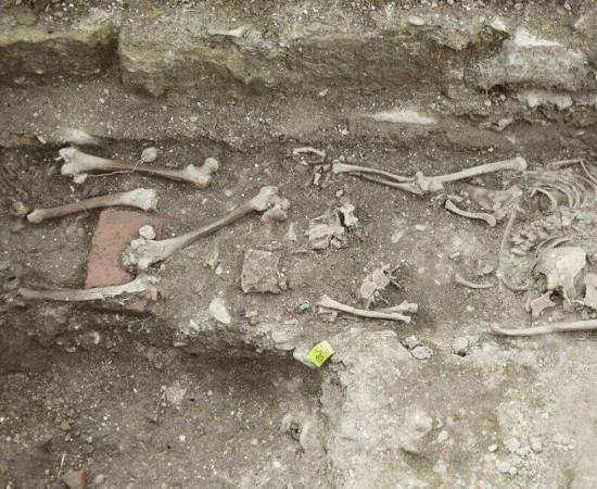 The grave of the man given the “vampire” burial in  Račeša, Croatia.