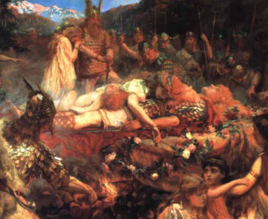 Painting from 1909 by Charles Ernest Butler, entitled ‘Death of a Viking Warrior.’ 