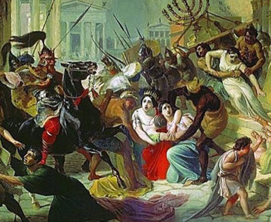Sack of Rome’ by Karl Briullov. (1833-1836) in the Tretyakov Gallery, Moscow. This painting is showing the Vandal king Gaiseric sacking Rome