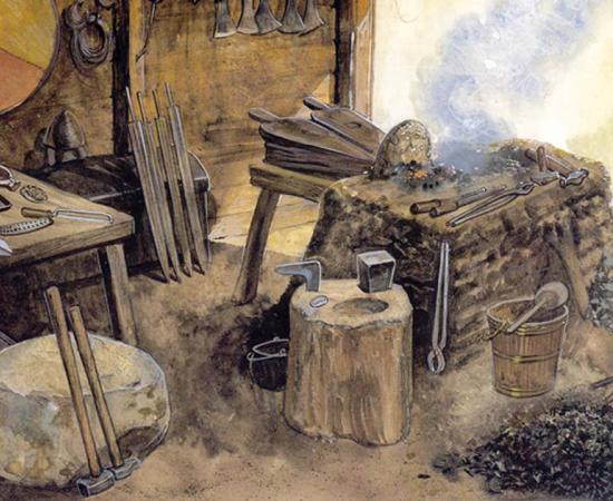 A Viking weapon workshop.