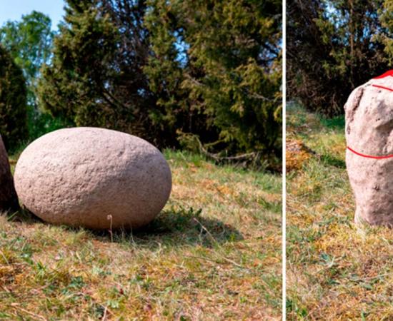 Viking Era phallic stone and burial globe from Tystberga. Source: (Uppdrag arkeologi)