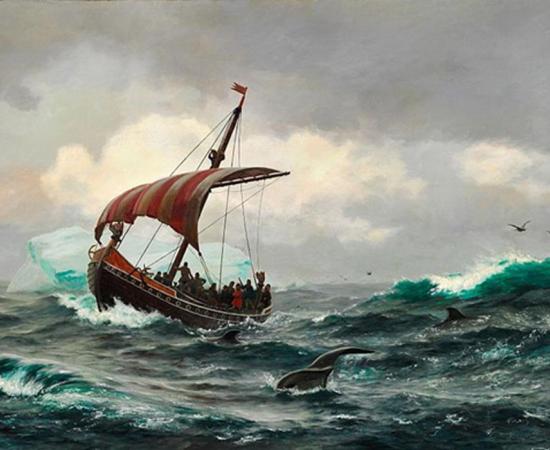 Vikings. Summer in the Greenland coast circa year 1000. 