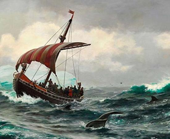 Vikings. Summer in the Greenland coast circa year 1000. 