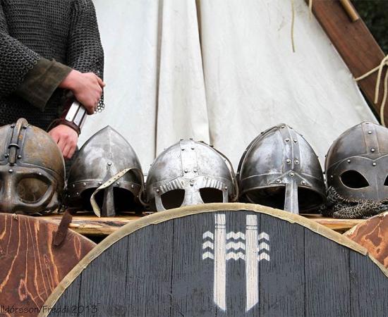 Viking helmets are special and few have been found but the Viking mercenary district warriors of Bathonea would have surely worn them as they fought for and protected the Byzantine emperor.	Source: Helgi Halldórsson from Reykjavík, Iceland / CC BY-SA 2.0