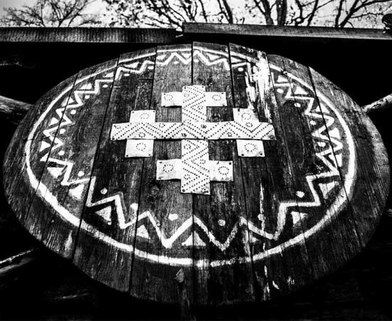 Representative image of a round wooden shield similar to the Viking shields found at Gokstad. Source: Aleksandrs/Adobe Stock