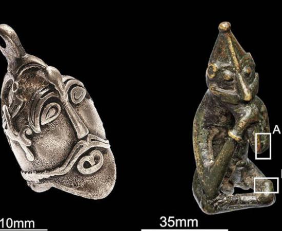The Aska head (left) and the Rällinge figurine (right), two of the ten Viking-Age figurines analyzed in the study.