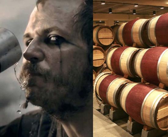 Drinking from a Viking drinking horn