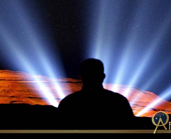 The night sky (E SO/H.H. Heyer/CC BY 4.0), Night display at an ceremony of Inca Heritage at the Pachacama Complex 