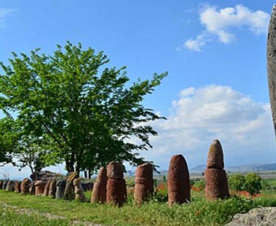 Vishapakar dragon stone at Metsamor archaeological site, Armenia.