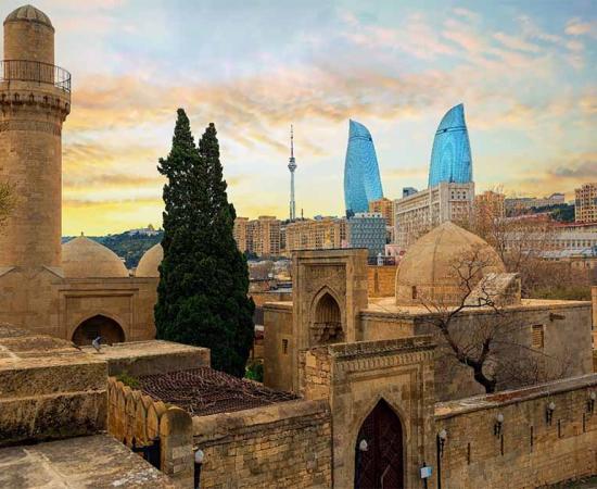 Azerbaijan's Walled City of Baku holds centuries of bloody history and early oil wealth, and now its skyline is a mixture of ancient, modern and contemporary architecture. 		Source: Boris Stroujko / Adobe Stock