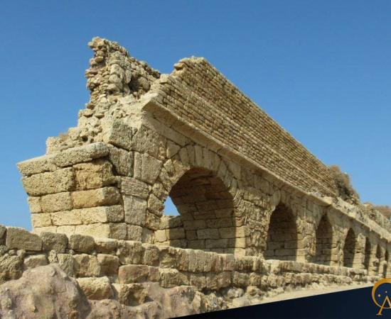 Roman aqueducts in Caesarea, Israel. 