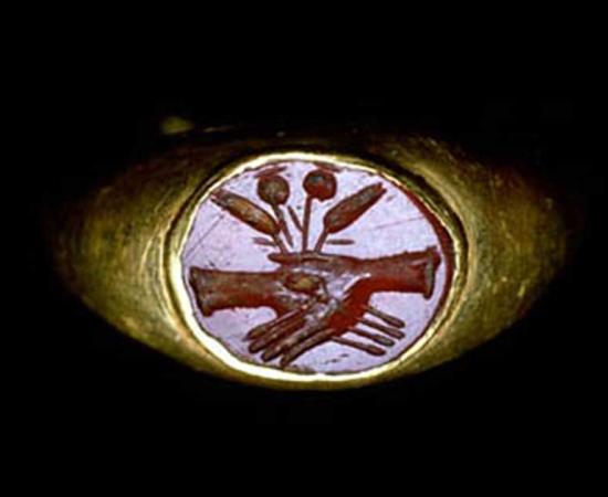 A Roman Ring with Linked Hands – this was a popular design for Roman wedding rings. 