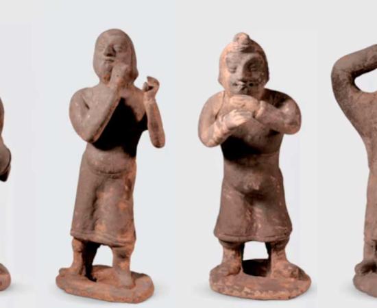 These terracotta figurines were unearthed by archaeologists from the Datong Institute of Cultural Relics and Archaeology from a tomb dating to the Northern Wei Dynasty (386-534) in Datong, Shanxi province. Source: China Daily