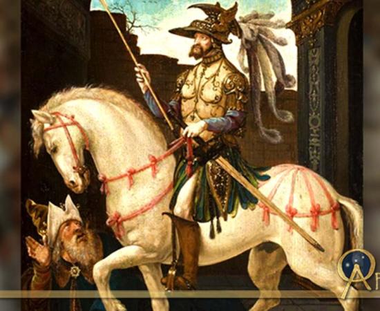 King Shapur of Persia Humiliating Emperor Valerian (Public Domain) Background: court of the emperor Valerian, painting circa 1450. (Public Domain); Deriv.  By Martini Fisher