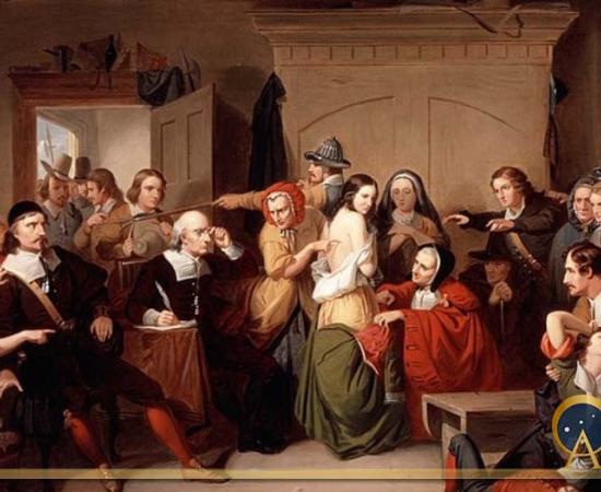 Examination of a Witch by Tompkins Harrison Matteson, inspired by the Salem witch trials (1853) (Public Domain)