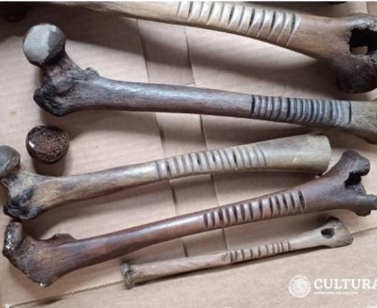 Worked human bones found on Janitzio island in an excellent state of conservation. Source: CINAH Michoacán