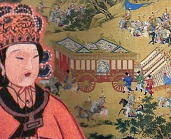 Deriv; Wu Zetian, famous work of art depicting the Chinese emperor's large procession. 