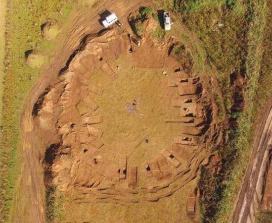 Aerial photo of woodhenge discovered at Little Catwick Quarry, Yorkshire.