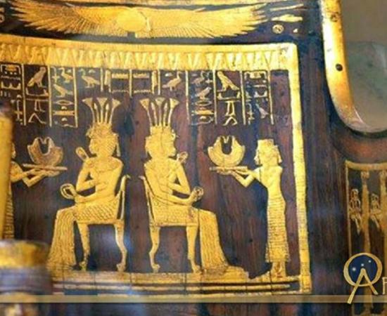 The richly decorated wooden chair or ‘throne’ of Princess Sitamun that was found in KV46; design by Anand Balaji 