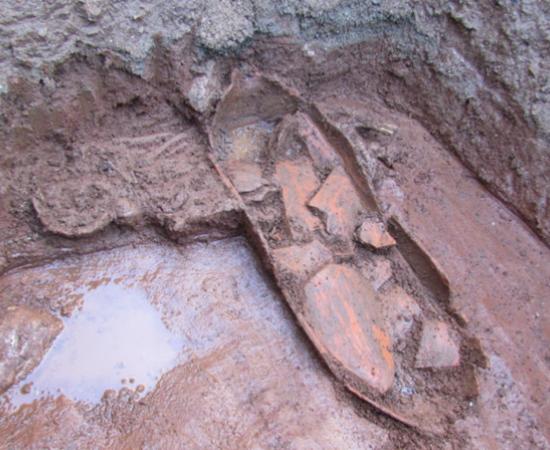 Sarcophagus at the Roman necropolis in Zadar.   