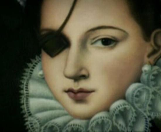 Detail of portrait depicting Ana de Mendoza