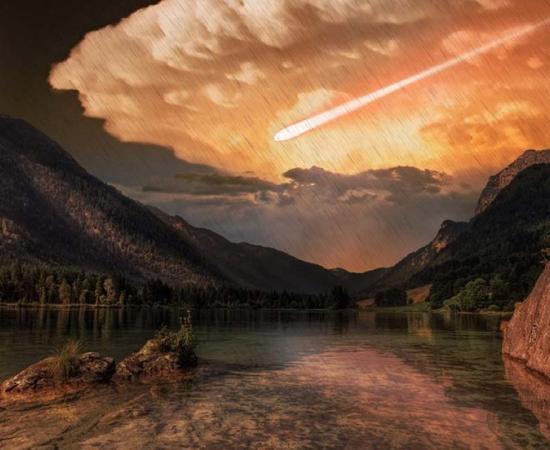 A foreboding comet crossing the sky. Ancient comet sightings were often linked to important, and sometimes frightening, events in the minds of those who witnessed them.