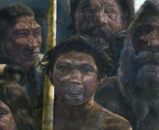 Artist’s depiction of ancient hominids. 