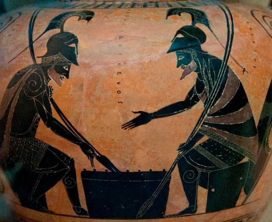 Achilles and Ajax engaged in a game of “pessi” an ancient Greek board game. Mysterious ancient stone spheres may have been used in a board game. Source: Egisto Sani / CC BY-NC-SA 2.0