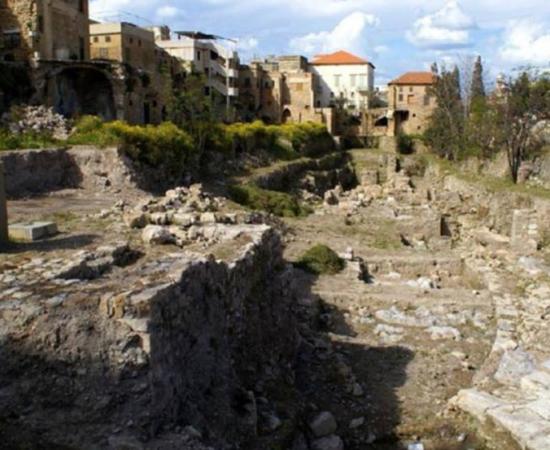 Archaeological site in Sidon, Lebanon, where a hidden room was recently discovered.