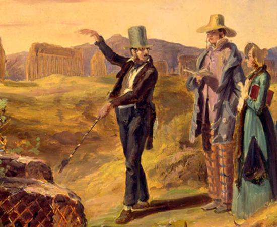 English Tourists in Campagna, one of many ancient tourist spots, by Carl Spitzweg. Source: Public domain