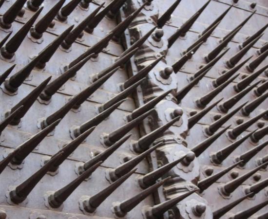 Spikes embedded in the main door of Shaniwarwada was meant to deter the use of elephants by the enemy to ram the gates.