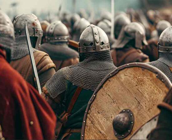 AI image of Anglo-Saxon soldiers fighting in battle. Source: Sarah/Adobe Stock