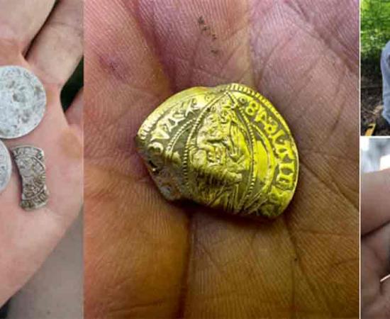 Coins found in the Świętokrzyskie Mountains, Poland, presumed hoard of Antoni Jaczewiczar.	Source: Świętokrzyska Exploration Group