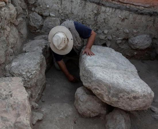 Stone table where the Ark of the Covenant may have once sat.  Source: Dr. Zvi Lederman