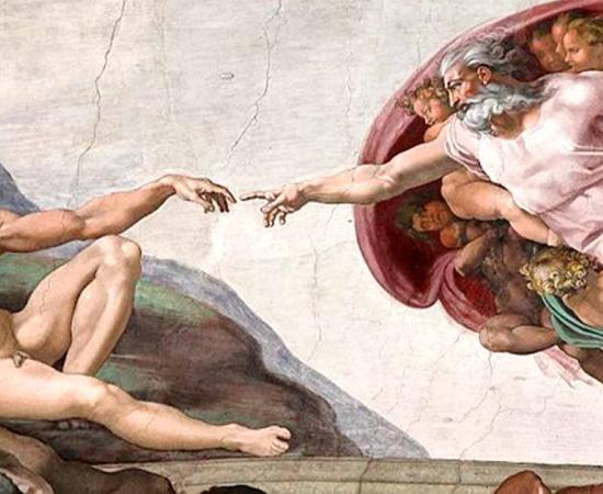 Creation of Adam, fresco painted by Michelangelo (1475-1564), Sistine Chapel Ceiling (1508-1512) Rome, Vatican (Jörg Bittner Unna / CC by SA 3.0)