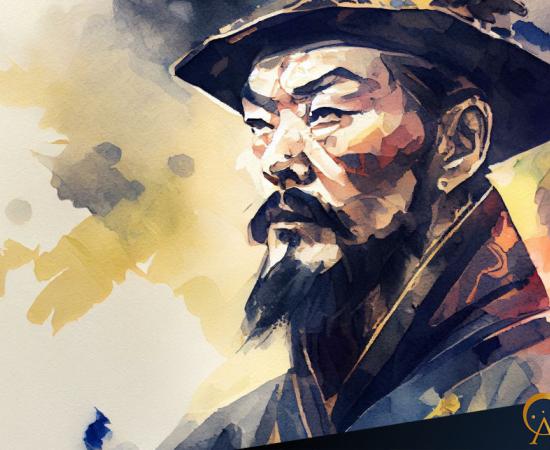 AI generated watercolor illustration of Sun Tzu.