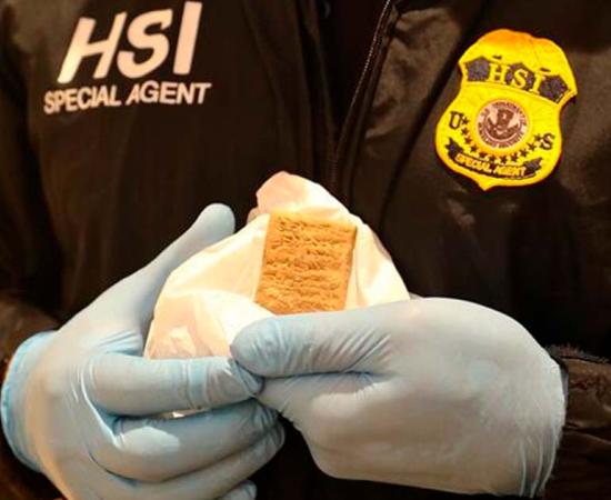 Illicitly traded cuneiform tablet seized by the US Department of Homeland Security HSI. Source: US Homeland Security Investigations/Antiquity Publications Ltd