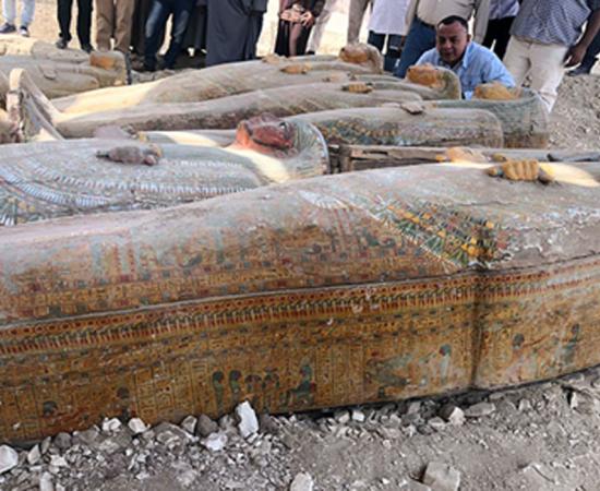 Some of the twenty coffins found in the Assasif necropolis.    Source: Ministry of Antiquities