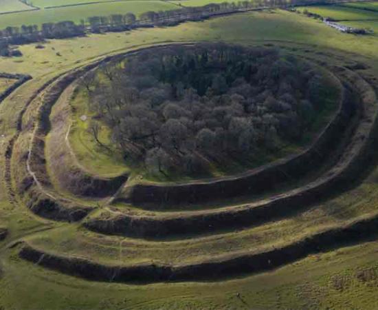 Aerial view of the Badbury rings. Source: Aaron King/Wirestock/Adobe Stock