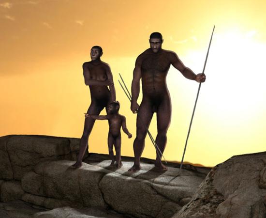 Representation of the bipedal hominins Homo erectus, one of Homo sapiens’ ancestors. Source: ratpack223 /Adobe Stock