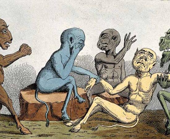 The bloodletting of a patient by a surgeon with three dismayed onlookers; represented by five faun-like demons. Source: Wellcome Images / CC BY 4.0