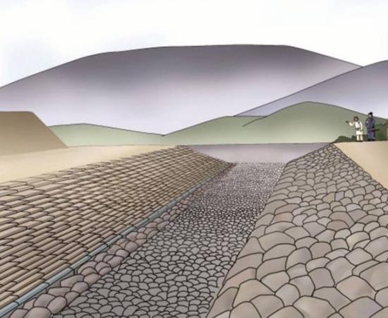 An artist rendering of how the burial mound of Asuka originally looked 