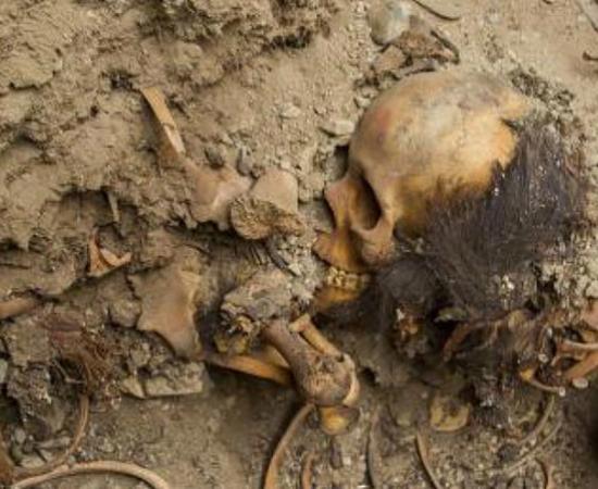 Photo of one of the burials discovered at Chan Chan, Peru.