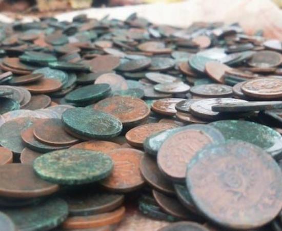 The lucky man found the buried treasure on a plot of land he bought with lottery winnings. Source: Yahoo