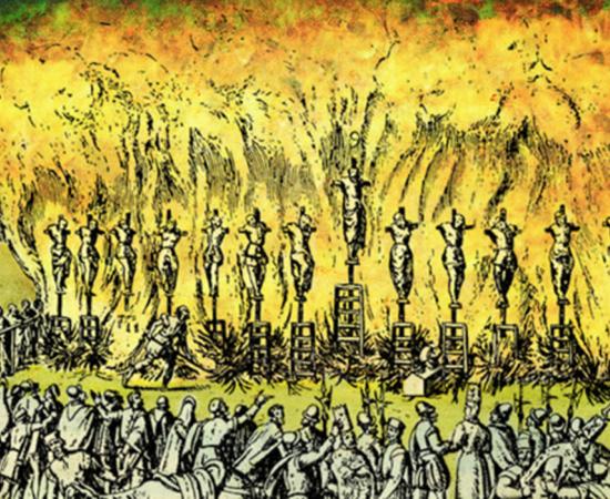 Contemporary illustration of the Auto-da-fe held at Valladolid Spain 21-05-1559