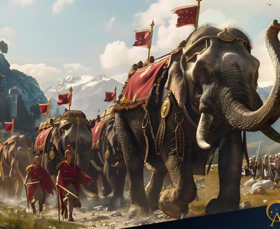 AI image of Hannibal crossing the Alps with his army.