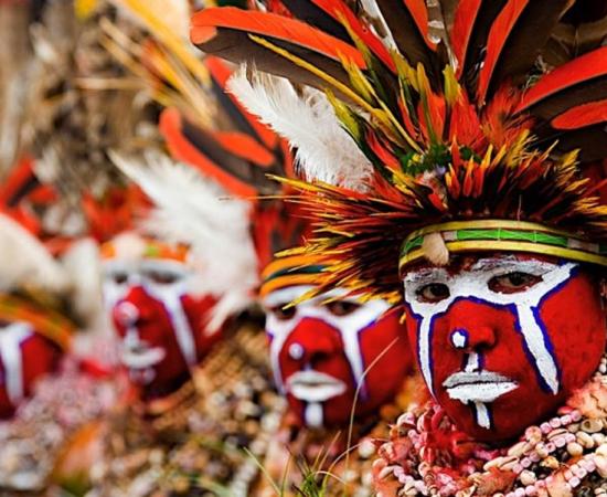 Traditional ceremonial dress at Mount Hagan, Papua New Guinea.