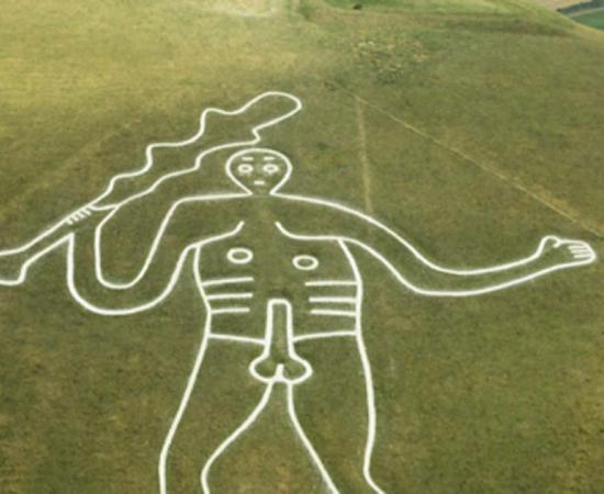 The Cerne Giant is being re-chalked to return him to his former glory. Source: Dorset Council/CC BY NC SA 2.0