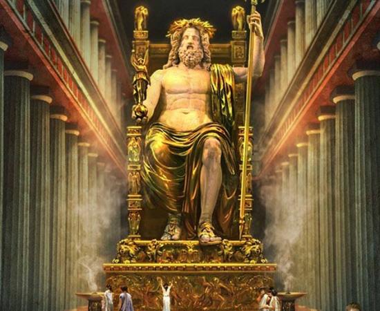 What the chryselephantine statue of Zeus at Olympia may have looked like. 